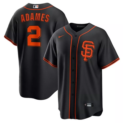 San Francisco Giants Willy Adames #2 Nike Black Alternate 2025 MLB Player Jersey