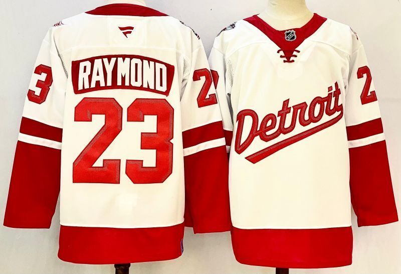 Men's Detroit Red Wings Lucas Raymond #23  White Player Jersey