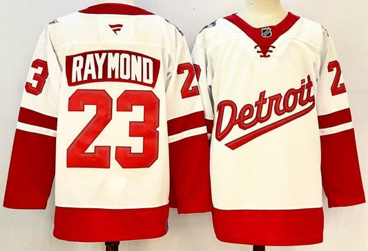 Men's Detroit Red Wings Lucas Raymond #23  White Player Jersey