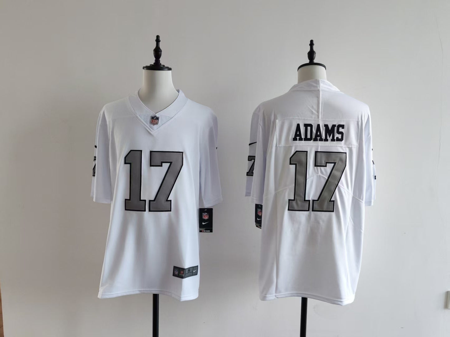 Men's Oakland Raiders Davante Adams Jersey -  White-Silver Numbers