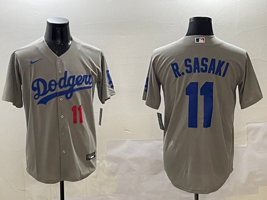 Men's Los Angeles Dodgers Roki Sasaki #11 Gray Replica Player Jersey