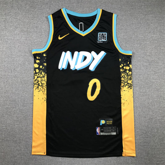 Indiana Pacers Tyrese Haliburton #0 2024 City Edition Swingman Jersey - Embroidered
