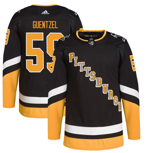 Men's Pittsburgh Penguins Jake Guentzel adidas Black Alternate Primegreen Authentic Player Jersey