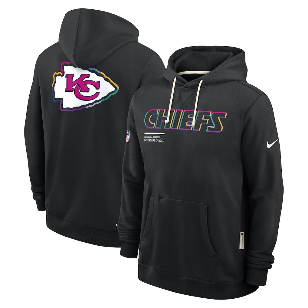 Men's Kansas City Chiefs Nike Black 2025 NFL Crucial Catch Sideline Standard Issue Dri-FIT Hoodie