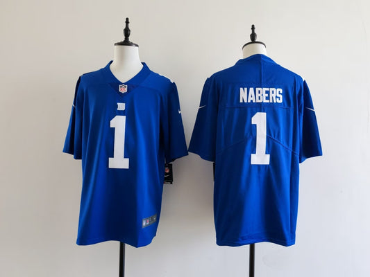 Men's New York Giants Malik Nabers Jersey-Blue#1