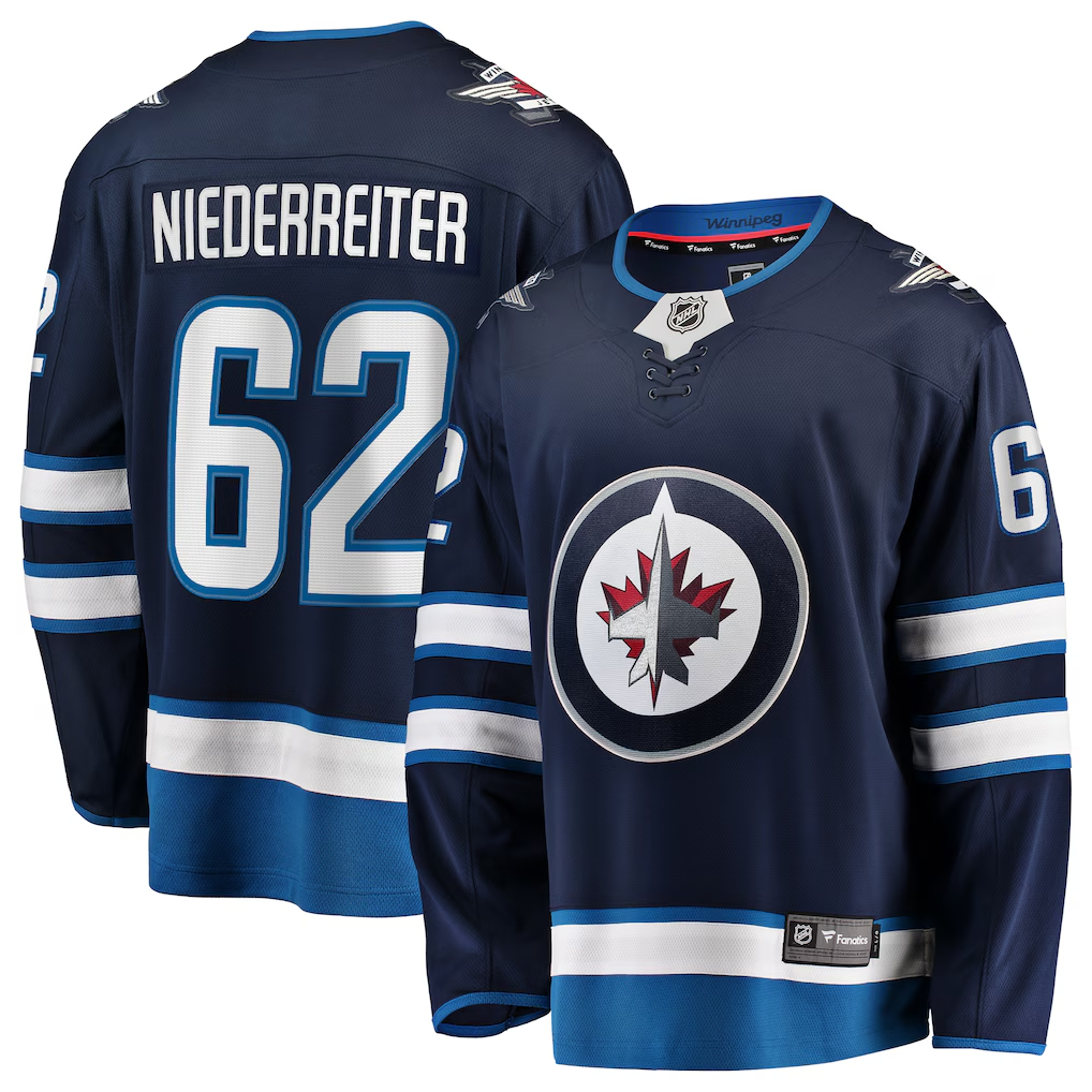 Men's Winnipeg Jets Nino Niederreiter #62 Navy Home Breakaway Player Jersey