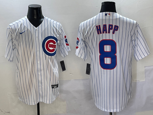 Men's Chicago Cubs Ian Happ #8 White Home Replica Player Jersey