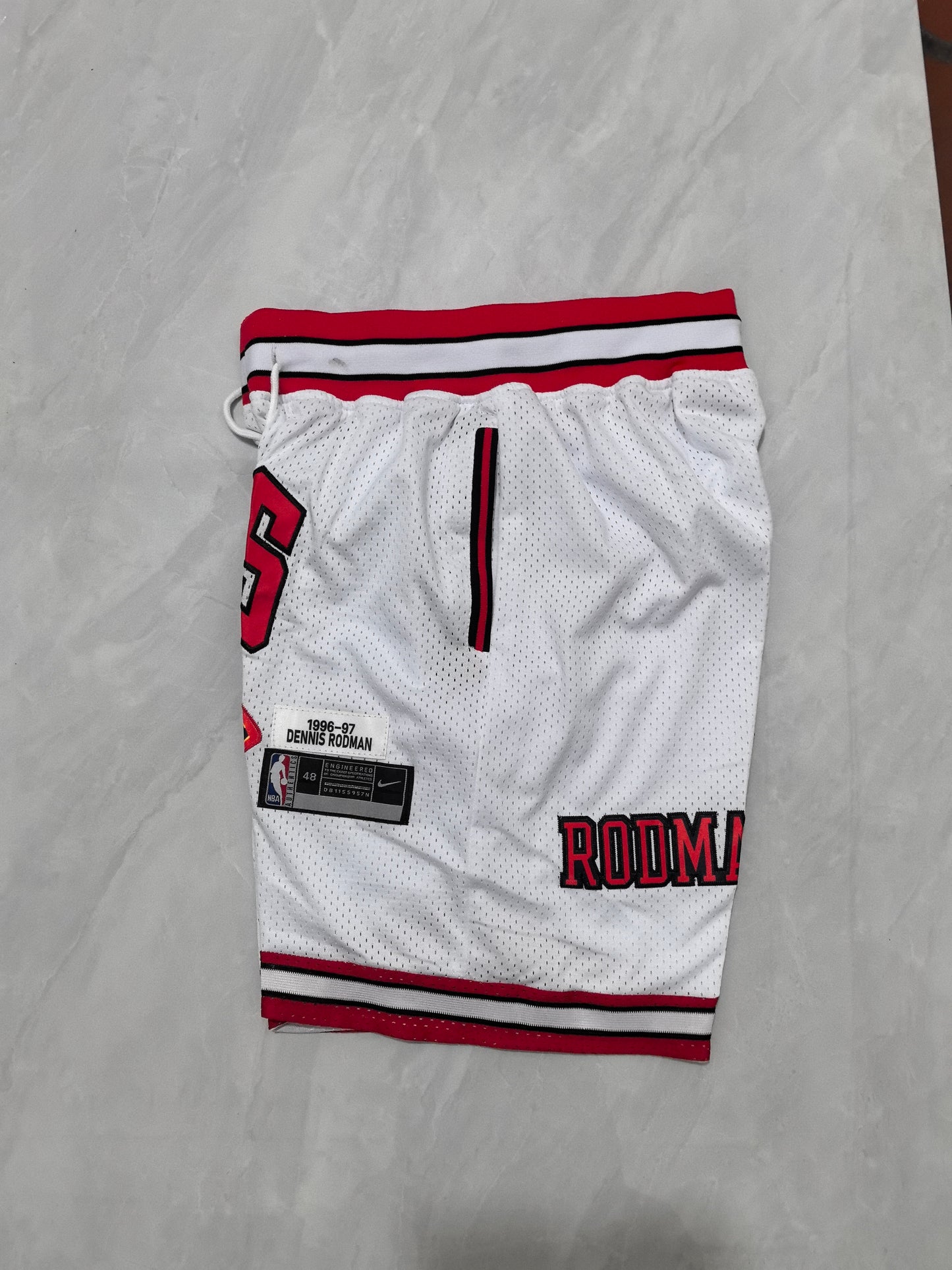 Chicago Bulls White Retro Pocket Basketball Shorts #91