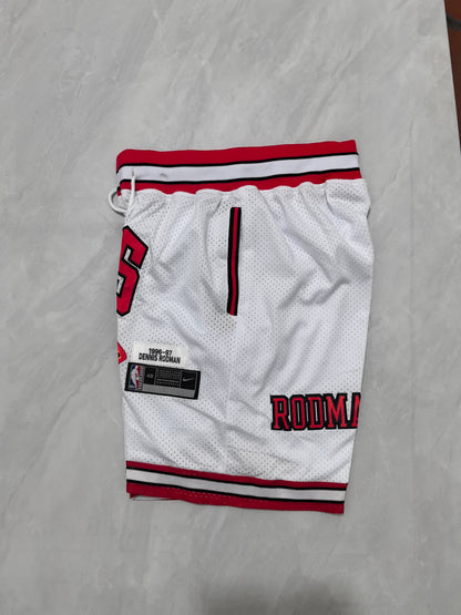 Chicago Bulls White Retro Pocket Basketball Shorts #91