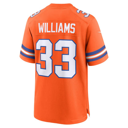 Javonte Williams Denver Broncos Nike Mile High Collection 1977 Throwback   Game Jersey - Orange