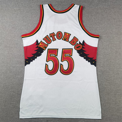 Atlanta Hawks Dikembe Mutombo 1996-97 #55 Throwback - Embroidered Jersey