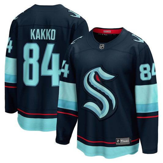 Men's Seattle Kraken Kaapo Kakko #84 Deep Sea Blue Home Breakaway Player Jersey