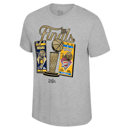 Indiana Pacers vs. Oklahoma City Thunder Stadium Essentials Heather Gray 2025 NBA Finals Ticket Matchup T-Shirt