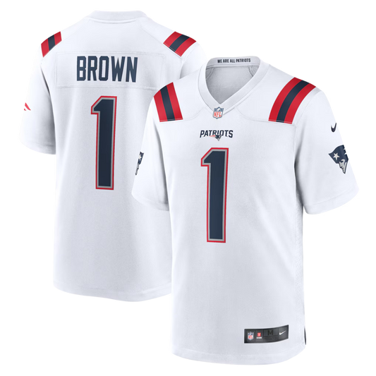 A.J. Brown #1 New England Patriots Jersey - White