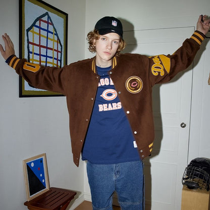 Chicago Bears American Vintage Jacket Brown Embroidered Coat