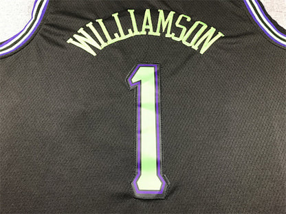 Zion Williamson# 1 New Orleans Pelicans Black City Edition Swingman Embroidered Jersey