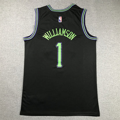 Zion Williamson# 1 New Orleans Pelicans Black City Edition Swingman Embroidered Jersey