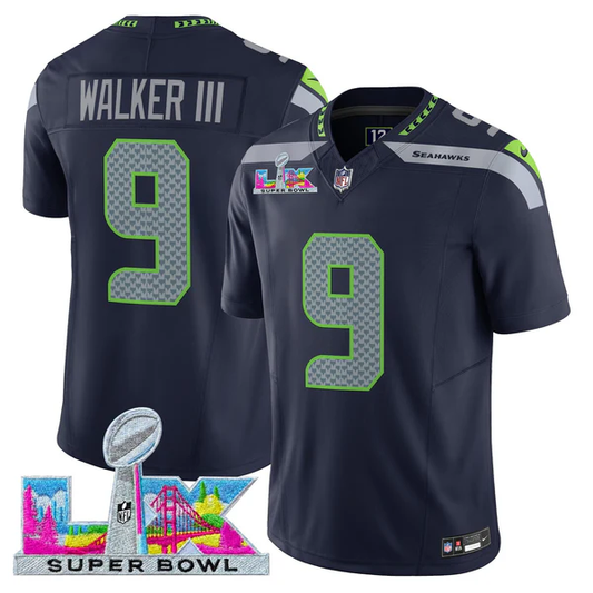 Kenneth Walker IIl #9 Seattle Seahawks Super Bowl LX Patch Game Jersey