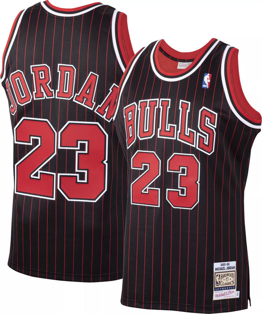 Men's Chicago Bulls Michael Jordan #23 Black Hardwood Classics Authentic Jersey