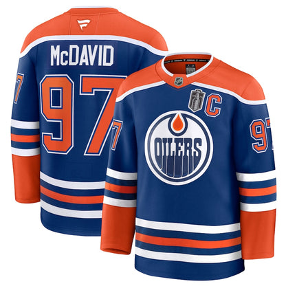 Men's Edmonton Oilers Connor McDavid Fanatics Royal 2025 Stanley Cup Final Home Premium Jersey