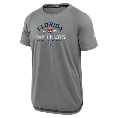 Men's Florida Panthers Fanatics Heather Gray 2025 Stanley Cup Playoffs Authentic Pro Rink Performance T-Shirt