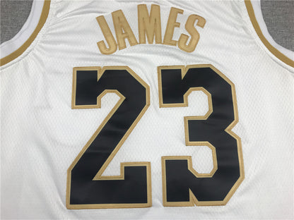 LeBron James #23 Los Angeles Lakers "White & Gold" City Edition Swingman Jersey — Embroidered