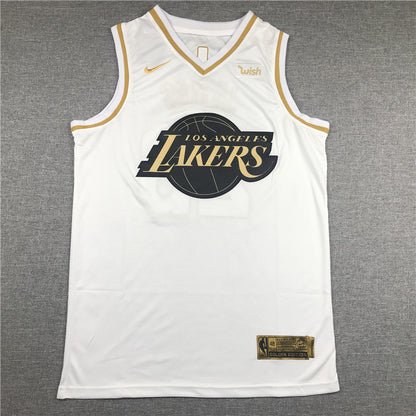 LeBron James #23 Los Angeles Lakers "White & Gold" City Edition Swingman Jersey — Embroidered