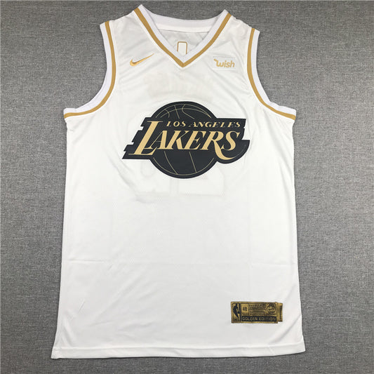 LeBron James #23 Los Angeles Lakers "White & Gold" City Edition Swingman Jersey — Embroidered