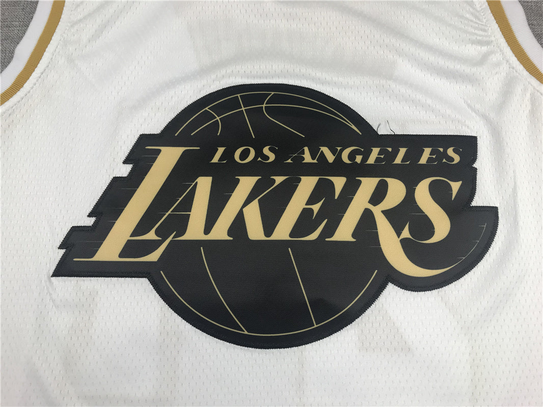LeBron James #23 Los Angeles Lakers "White & Gold" City Edition Swingman Jersey — Embroidered