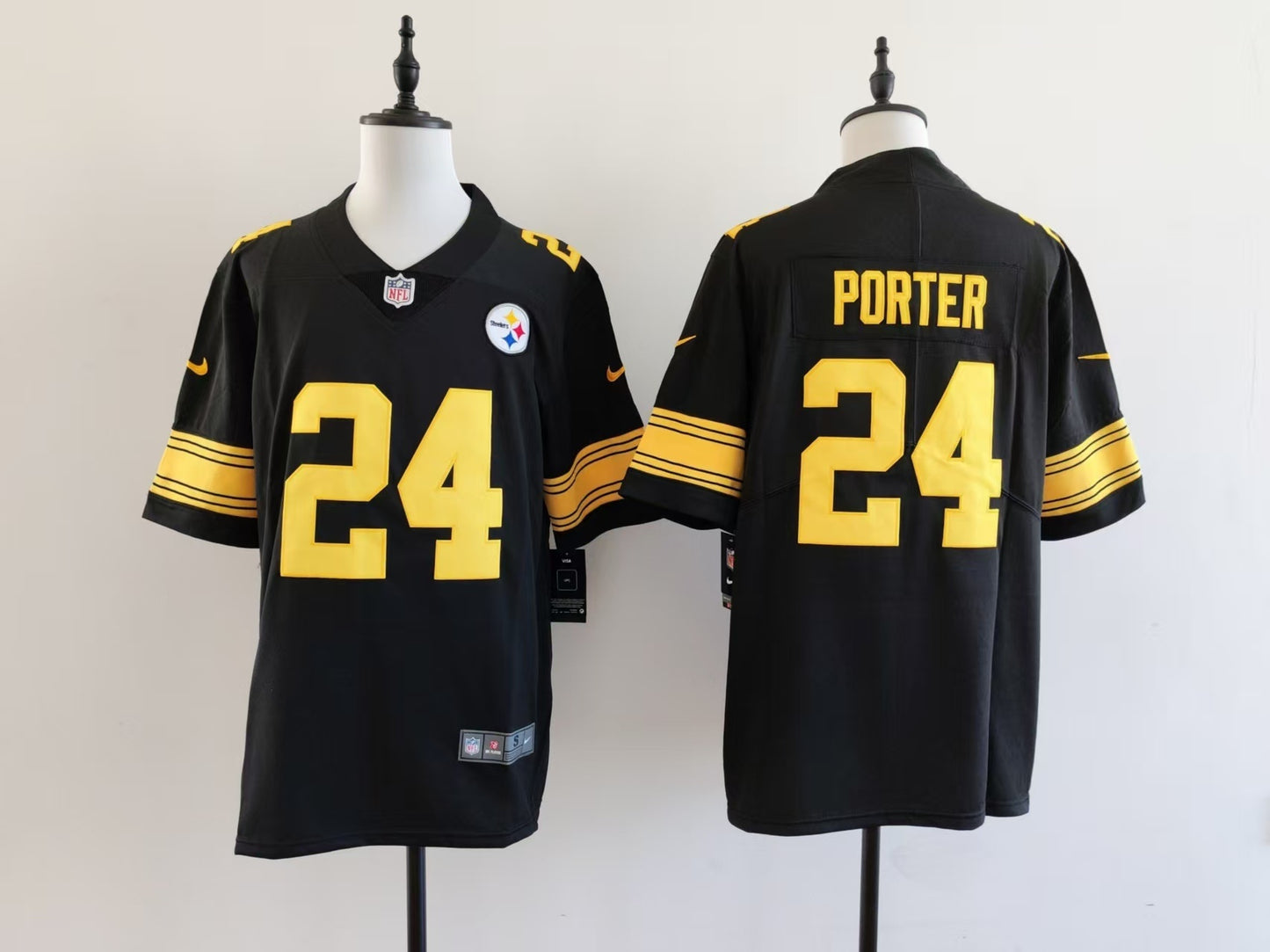 Men's Pittsburgh Steelers Joey Porter Nike Jersey -  Black-yellow numbers