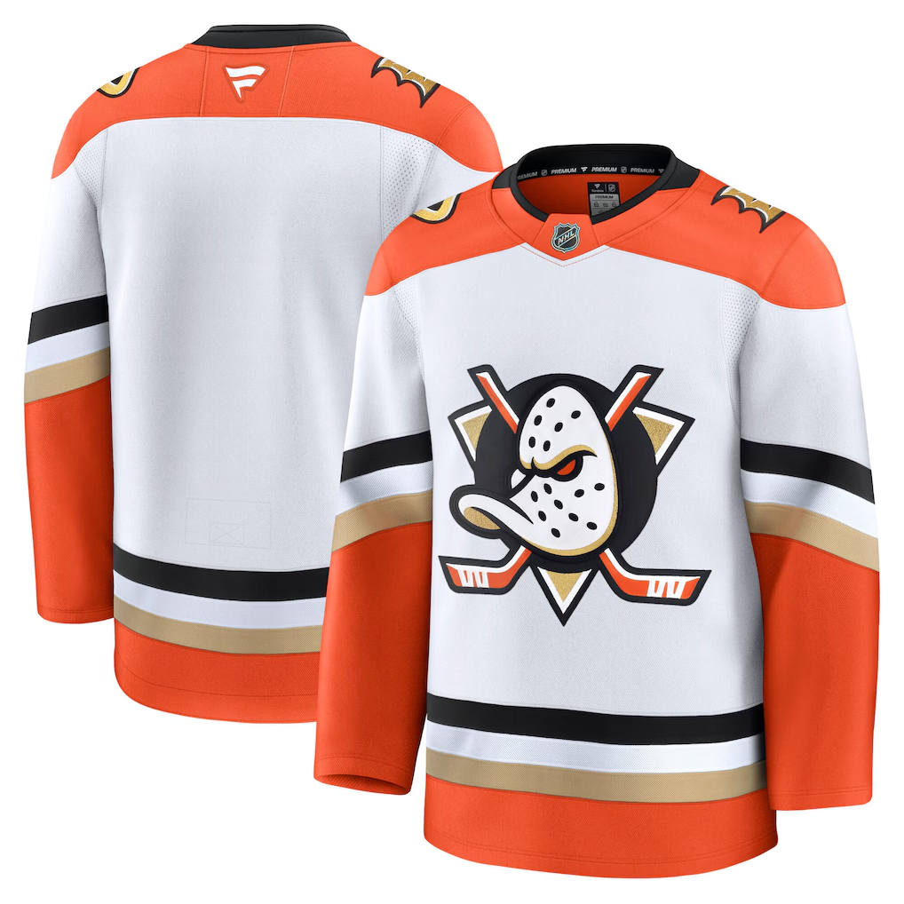 Men's Anaheim DucksWhite Away Premium Blank Jersey