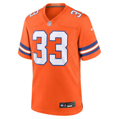 Javonte Williams Denver Broncos Nike Mile High Collection 1977 Throwback   Game Jersey - Orange