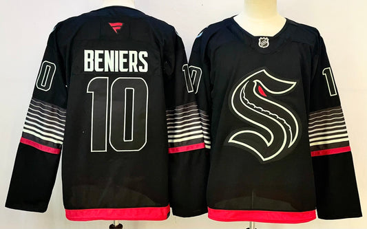 Men's Seattle Kraken Matty Beniers #10 Black Alternate Breakaway Player Jersey