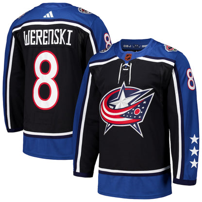 Zach Werenski Columbus Blue Jackets   Reverse Retro 2.0   Jersey - Black
