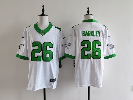 Men's Philadelphia Eagles Saquon Barkley Nike Jersey-White with green printing