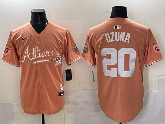 Men's Atlanta Braves Marcell Ozuna #20 Pink Alternate Player Jersey