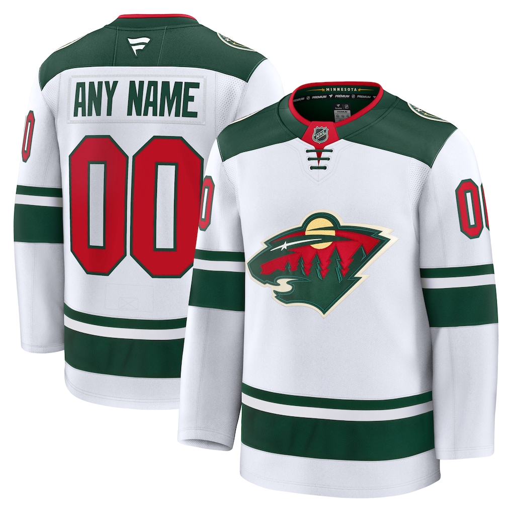 Men's Minnesota Wild  White Away Premium Custom Jersey