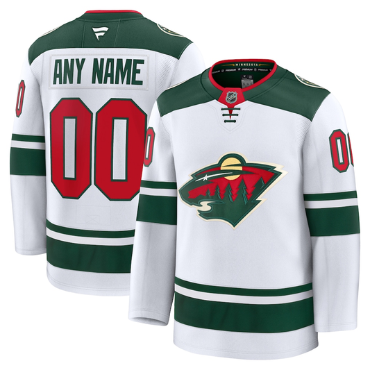 Men's Minnesota Wild  White Away Premium Custom Jersey