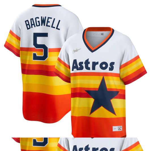 Men's Houston Astros Jeff Bagwell #5 White Home Cooperstown Collection Player Jersey