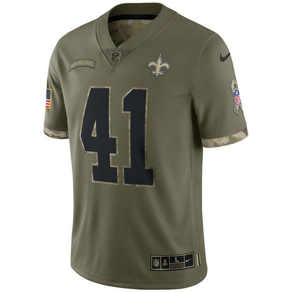 Alvin Kamara New Orleans Saints 2022 Salute To Service Limited Jersey - Olive