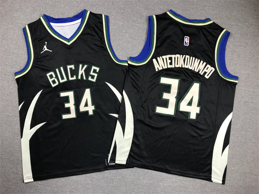 Youth Giannis Antetokounmpo Milwaukee Bucks #34  Embroidered Jersey