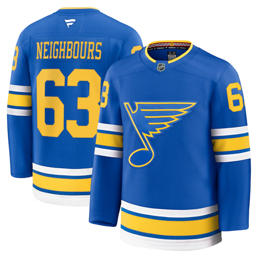 Men's St. Louis Blues Jake Neighbours #63 Blue Home Premium Jersey