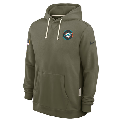 Men's Miami Dolphins Nike Olive 2025 Salute to Service Sideline Standard Issue Dri-FIT Hoodie