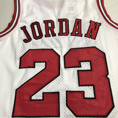 Michael Jordan Chicago Bulls 23 White -Retro Dense Embroidery