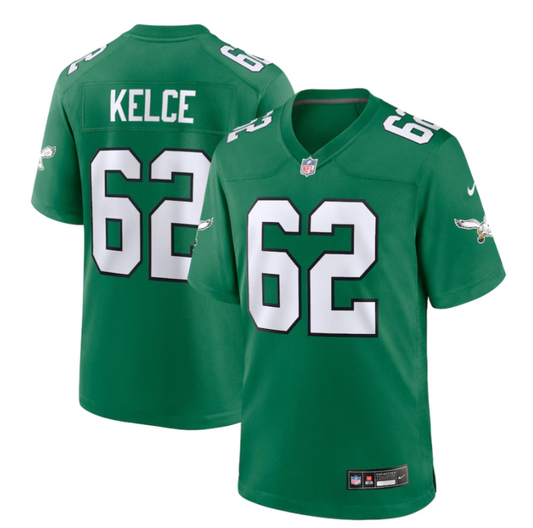 Jason Kelce #62 Philadelphia Eagles Kelly Green Jersey
