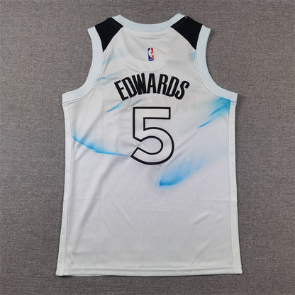 Youth Anthony Edwards Minnesota Timberwolves #5  City Edition Embroidered Jersey