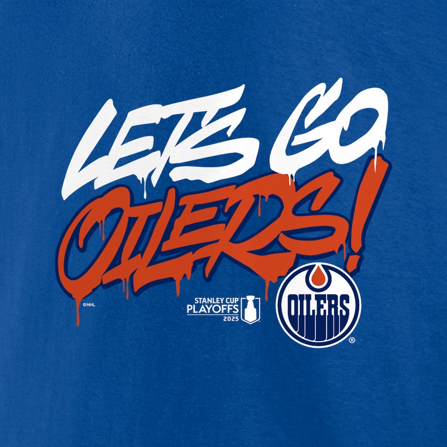 Men's Edmonton Oilers Royal 2025 Stanley Cup Playoffs Slogan T-Shirt