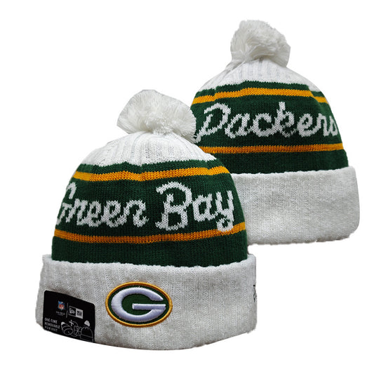 Green Bay Packers Pom Knit Hat-Grey