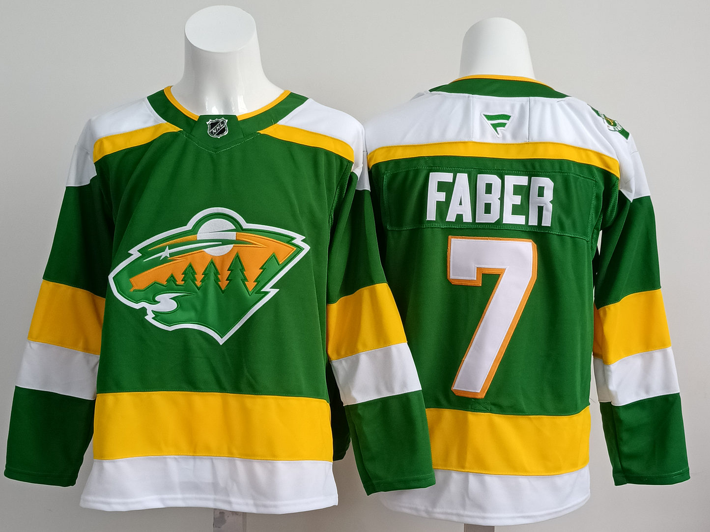 Men's Minnesota Wild Brock Faber #7  Bright Green Retro Version Player Jersey