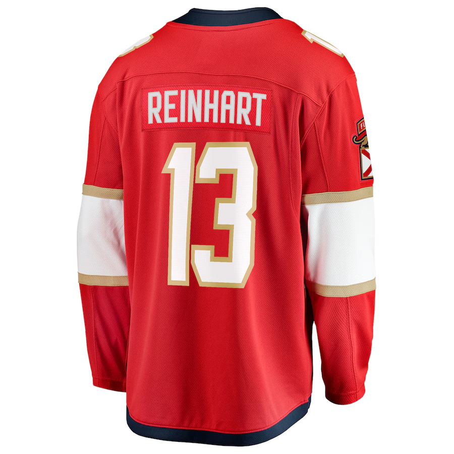 Men's Florida Panthers Sam Reinhart Fanatics Red 2025 Stanley Cup Final Home Breakaway Player Jersey